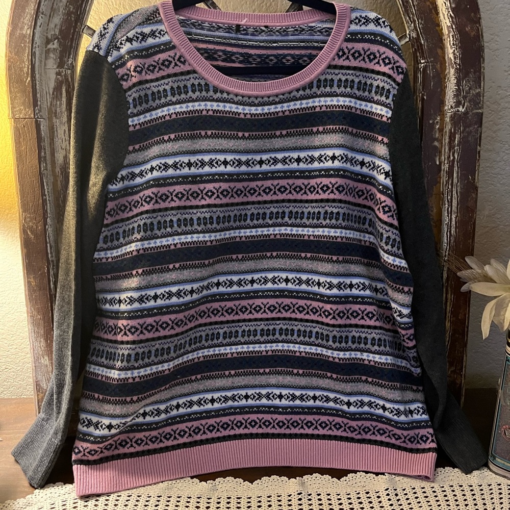 Lambs Wool and Nylon Sweater,  Colorful No Tag  Size X-Large